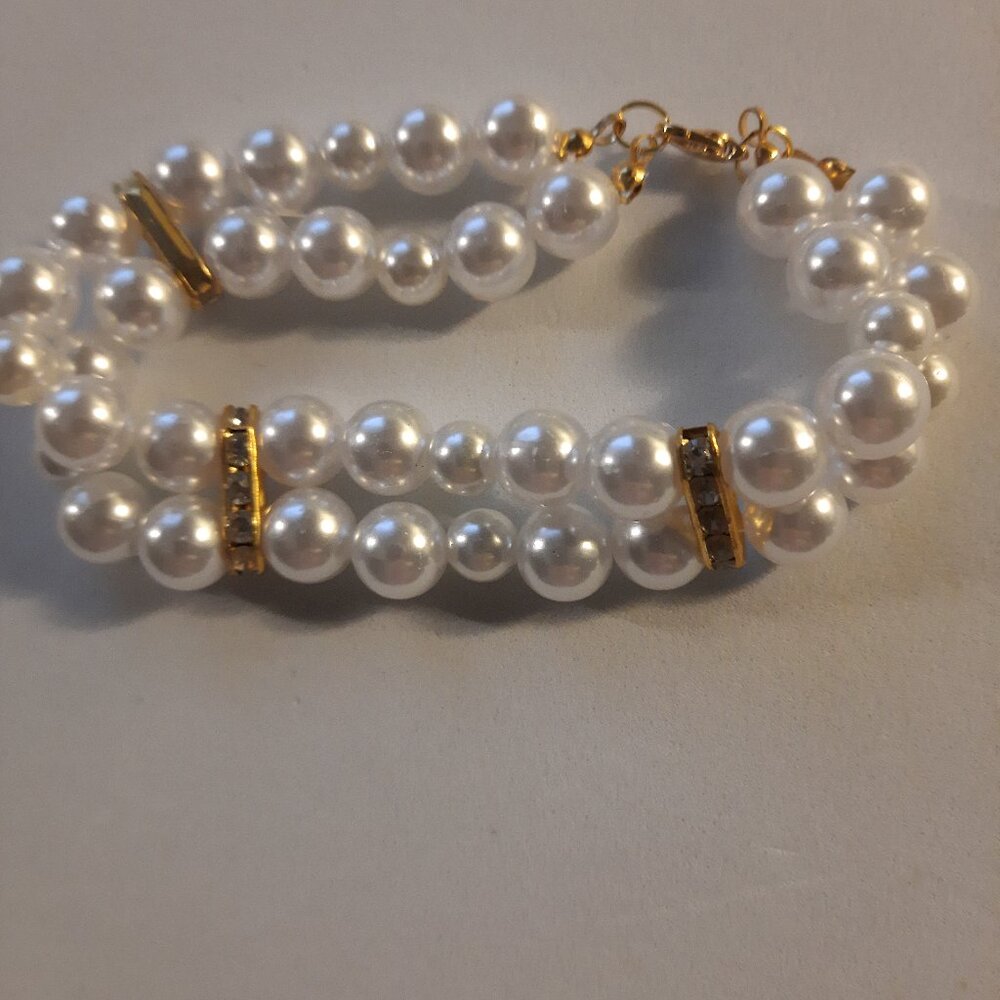 Brand New Handmade Bracelet with White Pearls and Spacers